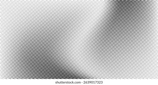 Halftone gradient. Dotted gradient, smooth dots spraying and halftones dot background seamless horizontal geometric pattern vector template set.