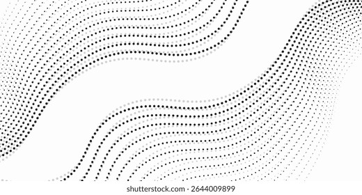 Halftone gradient. Dotted gradient, smooth dots spraying and halftones dot background seamless horizontal geometric pattern vector template set.