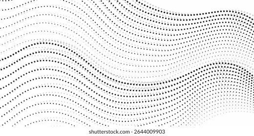 Halftone gradient. Dotted gradient, smooth dots spraying and halftones dot background seamless horizontal geometric pattern vector template set.