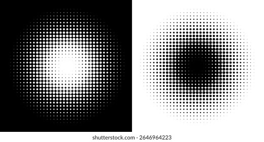 Gradiente de semitono. Gradiente punteado, pulverización de puntos lisos y semitonos fondo de puntos sin fisuras patrón geométrico Horizontal conjunto de Plantilla de Vector	

