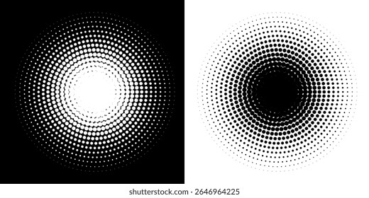 Halftone gradient. Dotted gradient, smooth dots spraying and halftones dot background seamless horizontal geometric pattern vector template set. unique dots modern circles	
