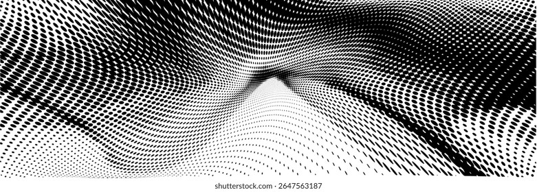 Gradiente de meio-tom. Gradiente pontilhado, borrifada de pontos suaves e plano de fundo de meio-tom padrão geométrico horizontal sem emenda