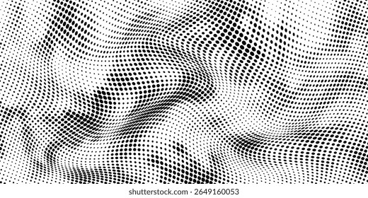 Halftone gradient. Dotted gradient, smooth dots spraying and halftones dot background seamless horizontal geometric pattern vector template set.	