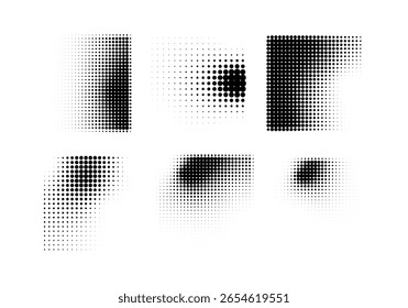 Halftone gradient. Dotted gradient, smooth dots spraying and halftones dot pop art comix pattern