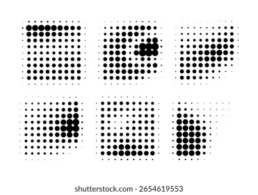 Halftone gradient. Dotted gradient, smooth dots spraying and halftones dot pop art comix pattern