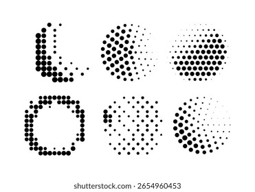 Halftone gradient. Dotted gradient, smooth dots spraying and halftones dot pop art comix pattern