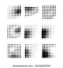 Gradiente de semitono. Gradiente punteado, pulverización de puntos lisos y semitonos punteado pop art comix patrón