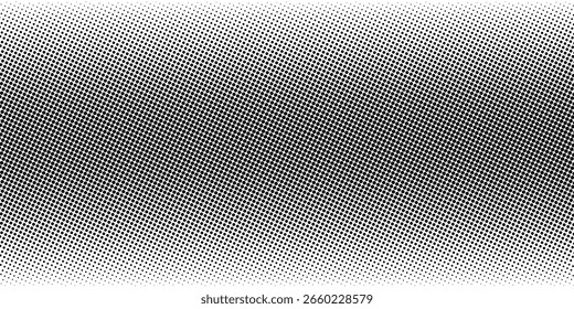 Halftone gradient. Dotted gradient, smooth dots spraying and halftones dot background seamless horizontal geometric pattern vector template set