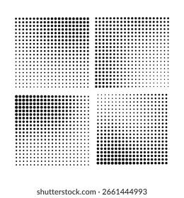 Halftone gradient. Dotted gradient, smooth dots spraying and halftones dot pop art comix pattern