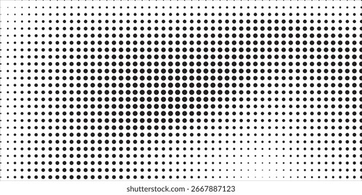 Gradiente de semitono. Gradiente punteado, pulverización de puntos lisos y fondo de puntos semitonos fondo geométrico Horizontal sin fisuras