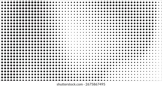 Gradiente de meio-tom. Gradiente pontilhado, pontos suaves pulverização e meio-tons fundo de pontos padrão geométrico horizontal sem costura modelo de vetor conjunto moderno círculo fundo moderno
