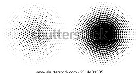 Halftone gradient. Dotted gradient, smooth dots spraying and halftones dot background seamless horizontal geometric pattern vector template set. unique dots modern circles	
