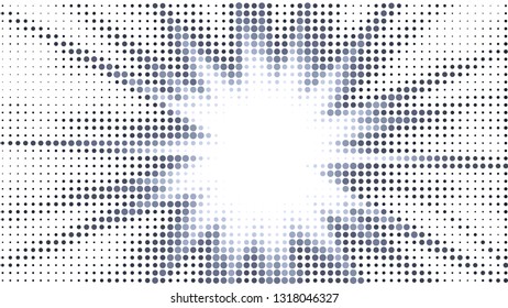 Halftone gradient explosion pattern. Abstract halftone vector dots background. Fireworks dots pattern. Pop Art, Comic small dots. Star rays halftone poster. Shine, sun rays. Light gray, sunrise rays