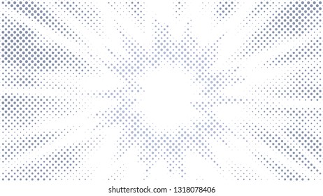 Halftone gradient explosion pattern. Abstract halftone vector dots background. Fireworks dots pattern. Pop Art, Comic small dots. Star rays halftone poster. Shine, sun rays. Light gray, sunrise rays