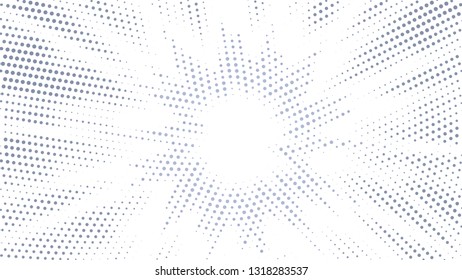 Halftone gradient explosion pattern. Abstract halftone vector dots background. Fireworks dots pattern. Pop Art, Comic small dots. Star rays halftone poster. Shine, sun rays. Light gray, sunrise rays