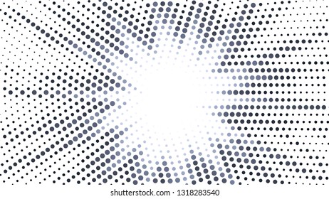 Halftone gradient explosion pattern. Abstract halftone vector dots background. Fireworks dots pattern. Pop Art, Comic small dots. Star rays halftone poster. Shine, sun rays. Light gray, sunrise rays