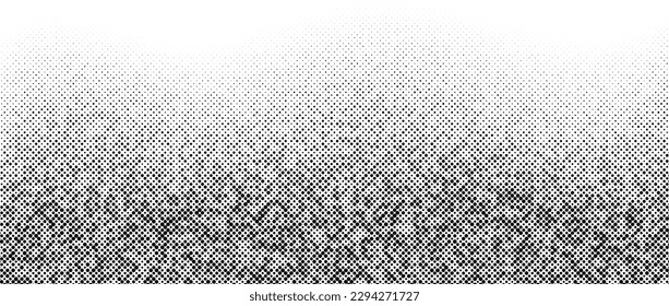 Halftone gradient. Faded dotted texture. Grunge grit noise background. Black dots, speckles or particles wallpaper. Halftone vector monochrome backdrop
