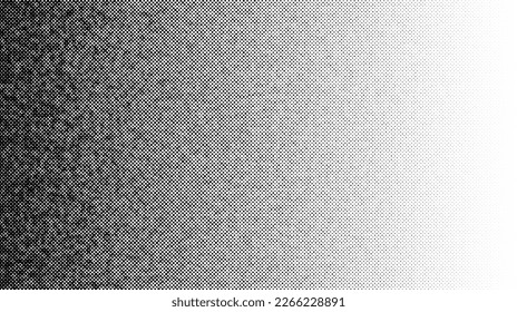 Halftone gradient. Faded stochastic dotwork texture. Random grunge noise background. Black dots, speckles or particles wallpaper. Halftone vector monochrome backdrop