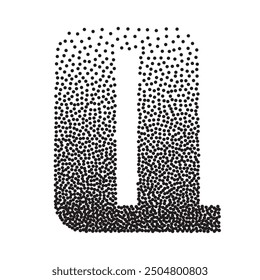 Halftone gradient grain letter Q. Vector stipple dotted textured font