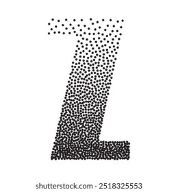 Halftone gradient grain letter Z. Vector stipple dotted textured font