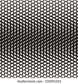 Halftone Gradient Mosaic Lattice. Abstract Geometric Background Design. Vector Seamless Black and White Pattern.