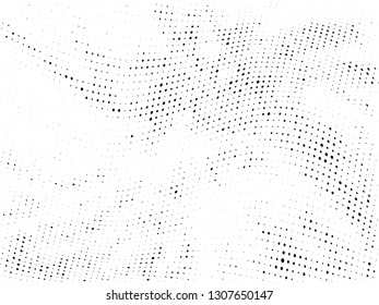 Halftone gradient pattern. Abstract halftone dots background. Monochrome dots pattern. Grunge texture. Pop Art, Comic small dots. Wave twisted dots. Design for presentation, report, flyer, cover, card