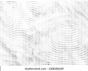Halftone gradient pattern. Abstract halftone dots background. Monochrome dots pattern. Grunge wave texture. Pop Art Comic small dots. Radial twisted dots. Design for presentation, report, flyer, cover