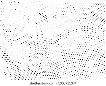 Halftone gradient pattern. Abstract halftone dots background. Monochrome dots pattern. Grunge wave texture. Pop Art Comic small dots. Radial twisted dots. Design for presentation, report, flyer, cover