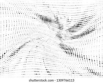 Halftone gradient pattern. Abstract halftone dots background. Monochrome dots pattern. Grunge texture. Pop Art, Comic small dots. Rays twisted dots. Design for presentation, report, flyer, cover, card