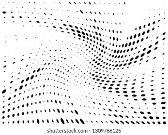 Halftone gradient pattern. Abstract halftone dots background. Monochrome dots pattern. Grunge texture. Pop Art, Comic small dots. Rays twisted dots. Design for presentation, report, flyer, cover, card