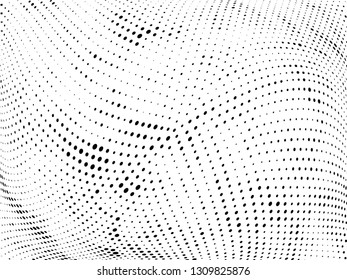 Halftone gradient pattern. Abstract halftone dots background. Monochrome dots pattern. Grunge wave texture. Pop Art Comic small dots. Radial twisted dots. Design for presentation, report, flyer, cover