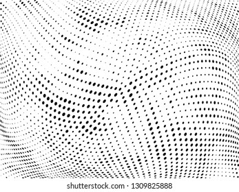 Halftone gradient pattern. Abstract halftone dots background. Monochrome dots pattern. Grunge wave texture. Pop Art Comic small dots. Radial twisted dots. Design for presentation, report, flyer, cover