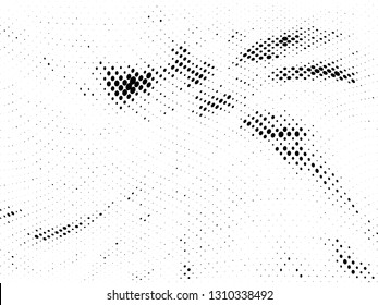 Halftone gradient pattern. Abstract halftone dots background. Monochrome dots pattern. Grunge texture. Pop Art, Comic small dots. Wave twisted dots. Design for presentation, report, flyer, cover, card