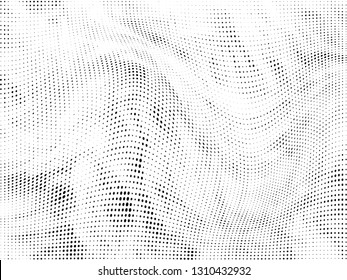 Halftone gradient pattern. Abstract halftone dots background. Monochrome dots pattern. Grunge wave texture. Pop Art Comic small dots. Twisted dots. Design for presentation, report, flyer, cover