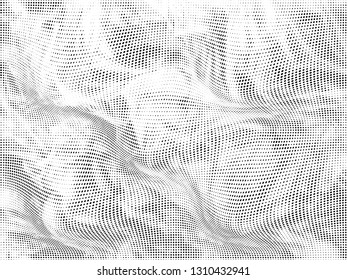Halftone gradient pattern. Abstract halftone dots background. Monochrome dots pattern. Grunge wave texture. Pop Art Comic small dots. Twisted dots. Design for presentation, report, flyer, cover