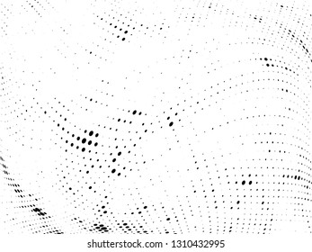 Halftone gradient pattern. Abstract halftone dots background. Monochrome dots pattern. Grunge wave texture. Pop Art Comic small dots. Radial twisted dots. Design for presentation, report, flyer, cover