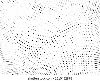 Halftone gradient pattern. Abstract halftone dots background. Monochrome dots pattern. Grunge wave texture. Pop Art Comic small dots. Radial twisted dots. Design for presentation, report, flyer, cover
