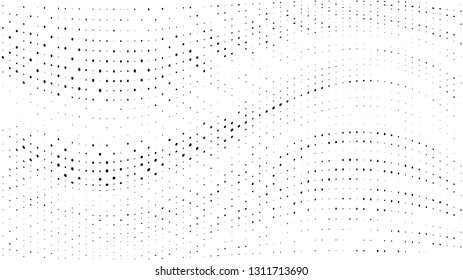 Halftone gradient pattern. Abstract halftone dots background. Monochrome dots pattern. Grunge wave texture. Pop Art Comic small dots. Radial twisted dots. Design for presentation, report, flyer, cover