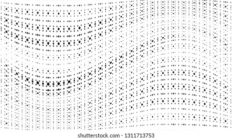 Halftone gradient pattern. Abstract halftone dots background. Monochrome dots pattern. Grunge wave texture. Pop Art Comic small dots. Radial twisted dots. Design for presentation, report, flyer, cover