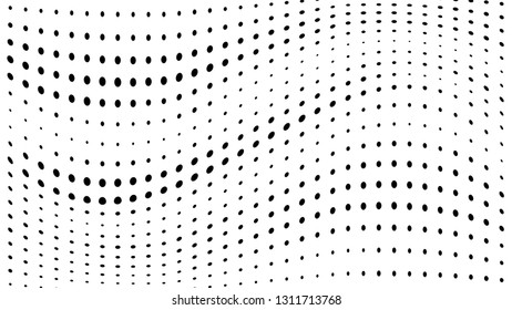 Halftone gradient pattern. Abstract halftone dots background. Monochrome dots pattern. Grunge wave texture. Pop Art Comic small dots. Radial twisted dots. Design for presentation, report, flyer, cover