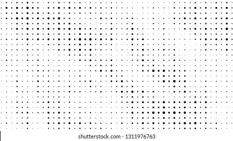 Halftone gradient pattern. Abstract halftone dots background. Monochrome dots pattern. Grunge crumpled texture. Pop Art, Comic small dots. Design for presentation, business cards, report, flyer, cover