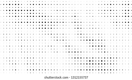 Halftone gradient pattern. Abstract halftone dots background. Monochrome dots pattern. Grunge crumpled texture. Pop Art, Comic small dots. Design for presentation, business cards, report, flyer, cover