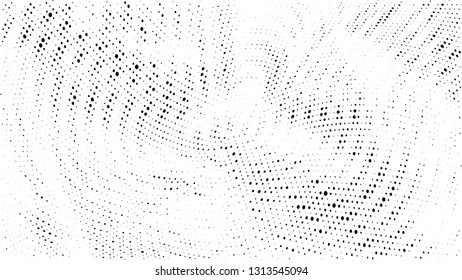 Halftone gradient pattern. Abstract halftone dots background. Monochrome dots pattern. Grunge wave texture. Pop Art Comic small dots. Radial twisted dots. Design for presentation, report, flyer, cover