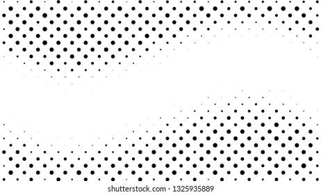 Halftone gradient pattern. Abstract halftone dots background. Monochrome dots pattern. Pop Art, Comic small dots. Wavy twisted strip. Banner with space. Design for presentation, report, flyer, card