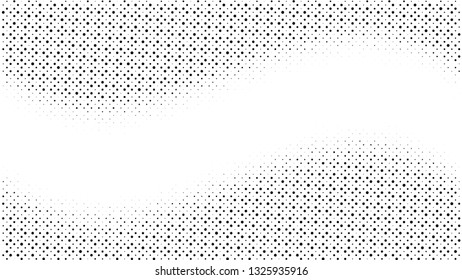 Halftone gradient pattern. Abstract halftone dots background. Monochrome dots pattern. Pop Art, Comic small dots. Wavy twisted strip. Banner with space. Design for presentation, report, flyer, card