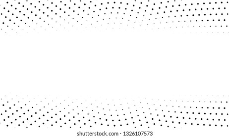 Halftone gradient pattern. Abstract halftone dots background. Monochrome dots pattern. Pop Art, Comic small dots. Gradient frame. Banner with space. Design for presentation, report, flyer, card