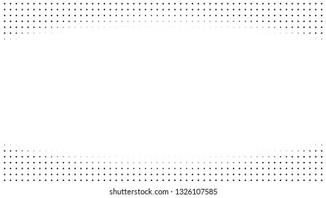 Halftone gradient pattern. Abstract halftone dots background. Monochrome dots pattern. Pop Art, Comic small dots. Gradient frame. Banner with space. Design for presentation, report, flyer, card