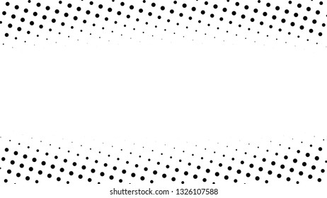 Halftone gradient pattern. Abstract halftone dots background. Monochrome dots pattern. Pop Art, Comic small dots. Gradient frame. Banner with space. Design for presentation, report, flyer, card