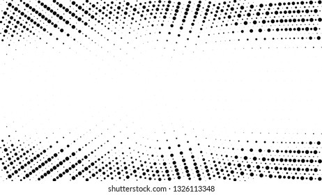 Halftone gradient pattern. Abstract halftone dots background. Monochrome dots pattern. Pop Art, Comic small dots. Gradient frame. Banner with space. Design for presentation, report, flyer, card