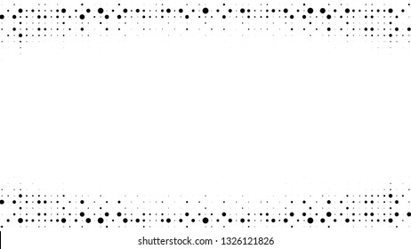 Halftone gradient pattern. Abstract halftone dots background. Monochrome dots pattern. Pop Art, Comic small dots. Gradient frame. Banner with space. Design for presentation, report, flyer, card